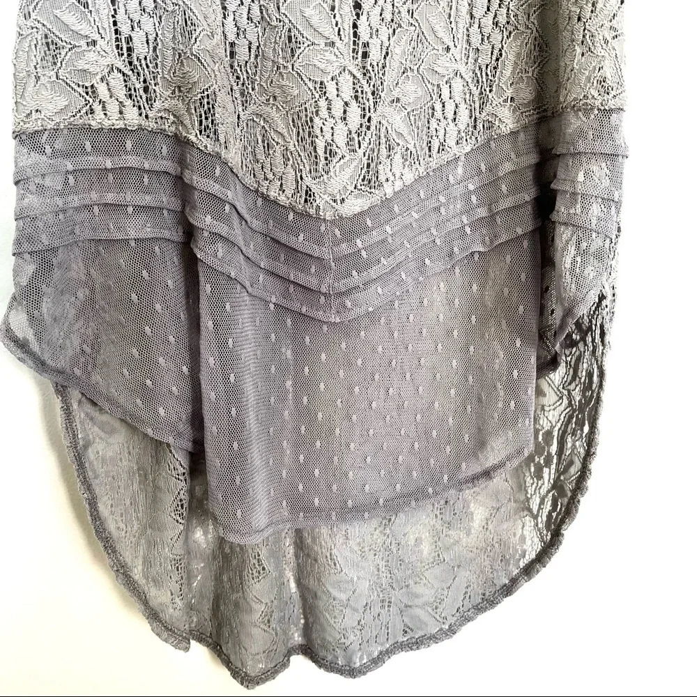 Free People Maisie Modern Mesh Lace Tunic Tank Top Gray Size S